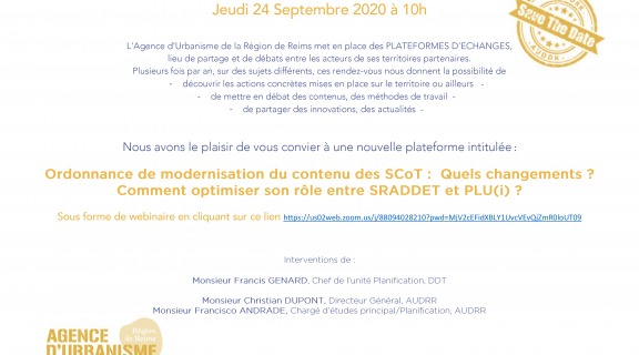 24/09/2020 : Webinaire Ordonnance modernisation du contenu des SCoT